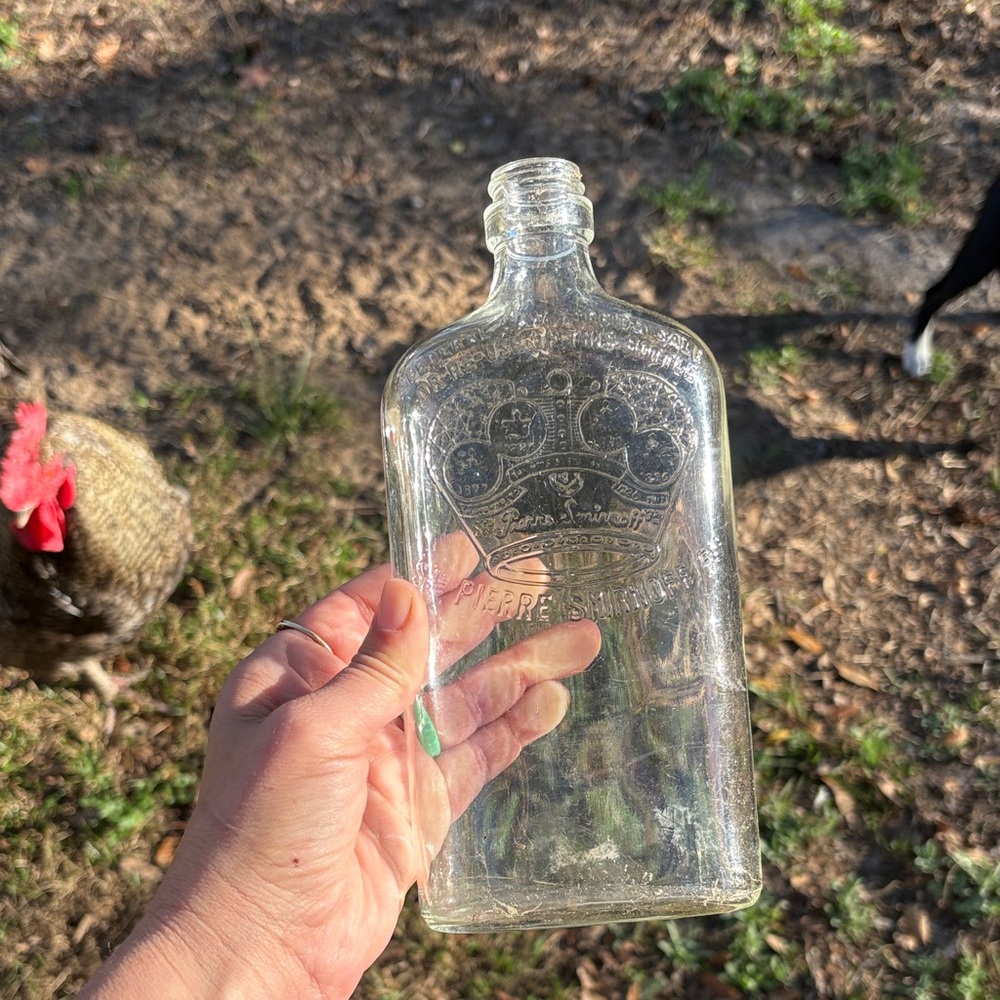 Vintage Smirnoff Embossed Glass Bottle